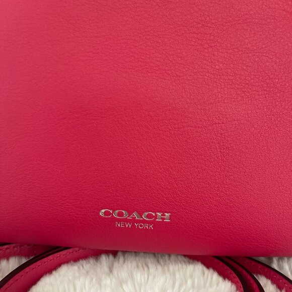 COACH Legacy Leather Double Gusset Hobo Crossbody #26601 Pink Scarlet - Picture 5 of 13